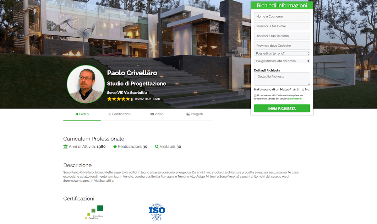 Curricumulum e Certificazioni Professionisti di Case in Legno su Immobilgreen