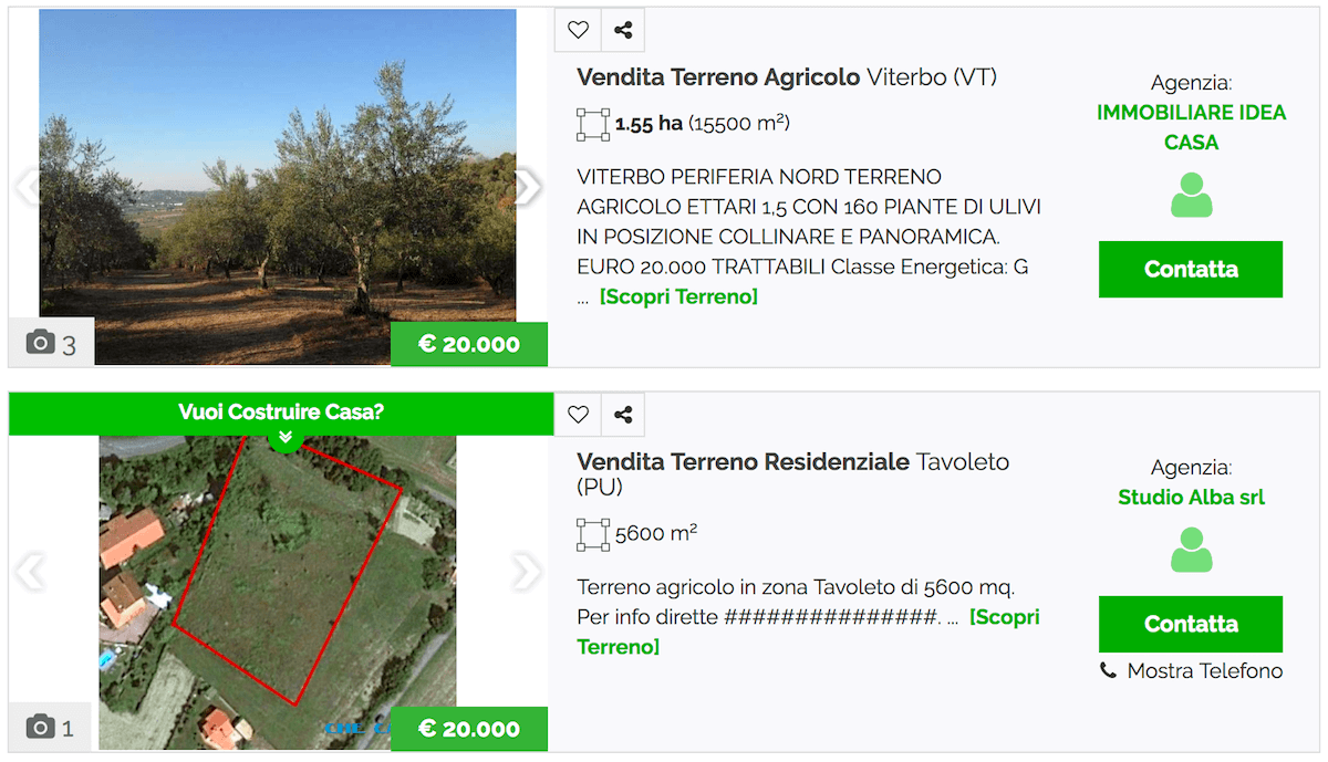 Trova il Terreno su Immobilgreen